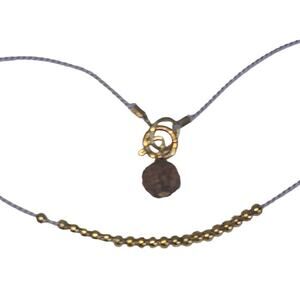 14K Gold plated Beads on Purple‎ chord w/ Single Rudraksha Bodhi Seed Bracelet